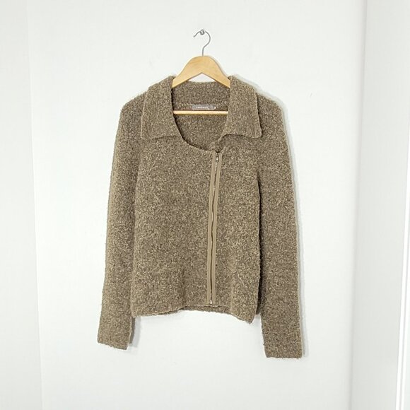 Sandwich Brown Tan Wool Blend Blazer Jacket Casual Long Sleeve Collared Zip-Up - Picture 1 of 13